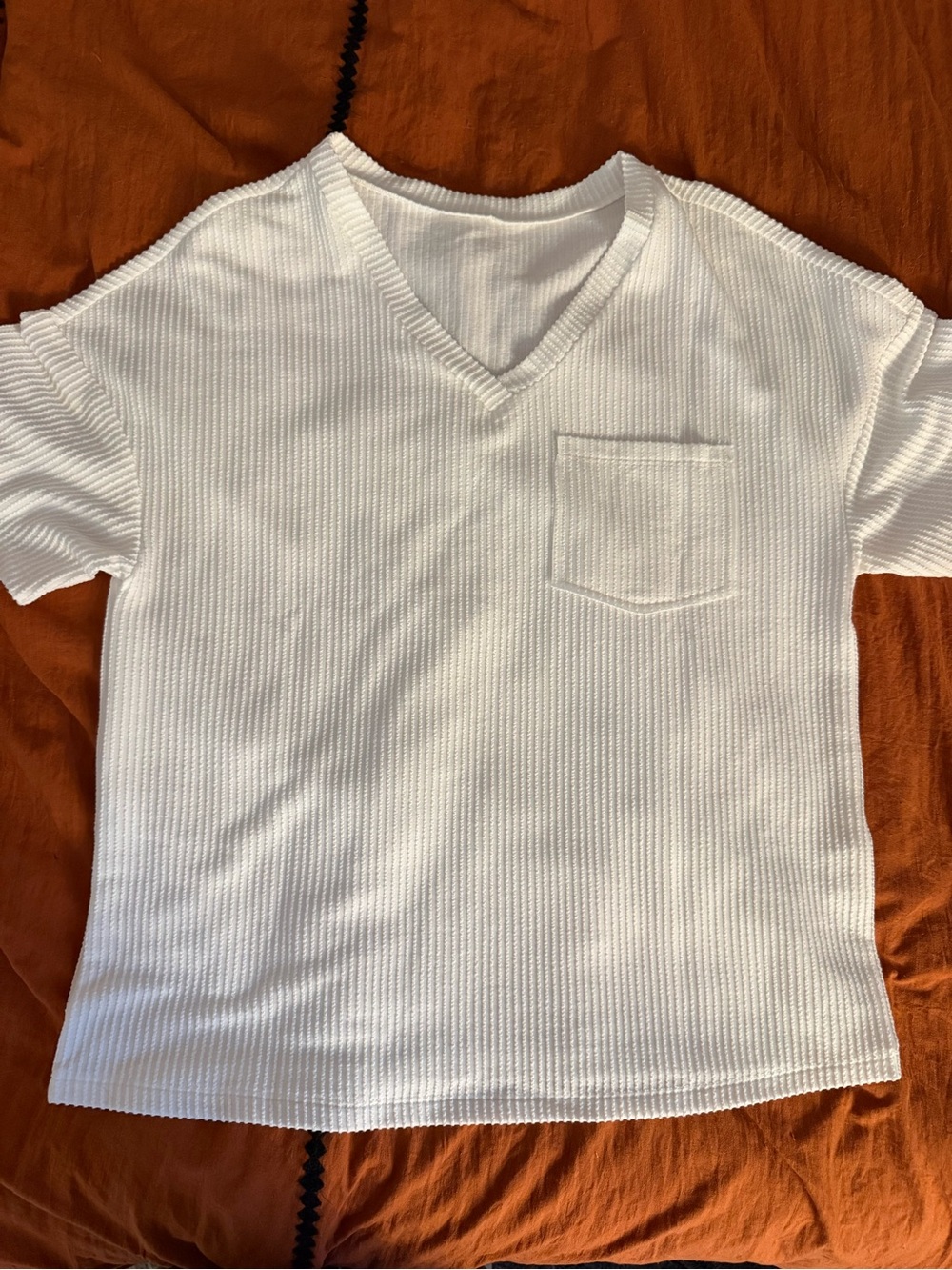 Women’s White V-Neck Pocket Tee
